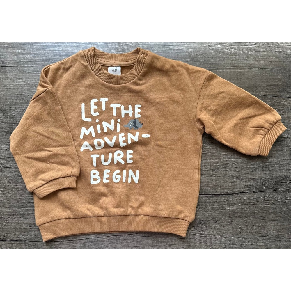 H&M Baby Brown Let The Mini Adventure‎ Begin Printed Sweatshirt Size 9mo (6-9m)